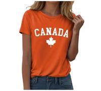 Générique T-Shirt imprimé pour Femme avec Le Drapeau du Canada (Orange S)