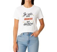 Générique T-Shirt Je suis Une MAMOUR Qui déchire - Cadeau Original Drôle - Idée Cadeau Anniversaire & Fête - 100% Coton Taille XL