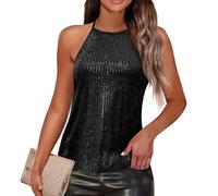Générique T Shirt Manches Longues Femme Blouses Classique Pull Femme Sweat Cocktail Paillettes Chemisiers Confortable Col Rond Top Casual Carnaval Haut pour Les Réunions Noir M