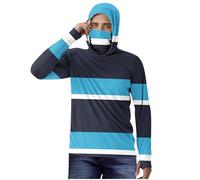 Générique T-Shirt Manches Longues Homme Top Col Rond à Capuche Imprimé Rayé Respirabilité Ourlet Droit Coupe Easy pour Sorties Quotidiennes Journée