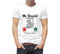 Générique T Shirt MC Donald m Appelle Faut Que j y aille L018 (XL, Blanc)