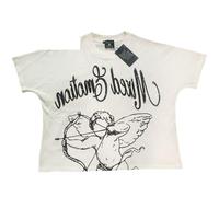 Générique T-Shirt Noir Ample avec Motif d'ange. Confectionné dans Un Tissu Doux Et Confortable, Il Est Orné d'une Inscription Stylisée « Emotion ».-color2||x_l