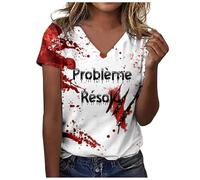 Générique T-Shirt Noir Tunique avec Sang, t-Shirt d'éclaboussures de Sang, Halloween, va Bien, Costume épaules dénudées