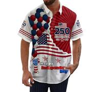 Générique T-Shirt Patriotique à Manches Courtes pour Célébrations Décontractées - Haut de Mode Homme pour Jour de l'Indépendance (Red, M)