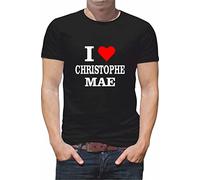 Générique T Shirt Personnaliser Chanteur i Love Christophe Mae N177 (M, Noir)
