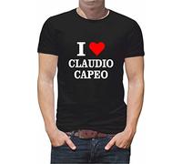 Générique T Shirt Personnaliser Chanteur i Love Claudio capeo N198 (XL, Noir)
