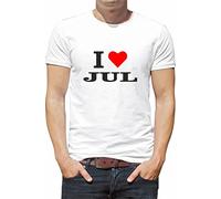 Générique T Shirt Personnaliser Chanteur i Love jul N151 (S, Blanc)