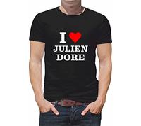 Générique T Shirt Personnaliser Chanteur i Love Julien Dore N180 (XL, Noir)