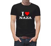 Générique T Shirt Personnaliser Chanteur i Love naza N161 (3XL, Noir)