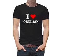 Générique T Shirt Personnaliser Chanteur i Love orelsan N126 (M, Noir)