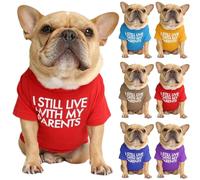 Générique T-Shirt pour Chien avec la Phrase: Je vis Toujours chez Mes Parents, Drôle de t-Shirt de Chiens I Still Live with My Parents, Tee Shirt Chien Petite Taille, Vêtement Mignon pour Chihuahua A