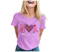 Générique T-Shirt pour Femme Pink Ribbon October Breast Cancer Awareness, col Rond, décontracté et à la Mode, adapté à Un Usage Quotidien