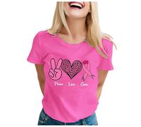 Générique T-Shirt pour Femme Pink Ribbon October Breast Cancer Awareness, col Rond, décontracté et à la Mode, adapté à Un Usage Quotidien