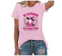 Générique T-Shirt Rose Octobre pour Femme avec Ruban Rose pour la Sensibilisation au Cancer du Sein