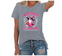 Générique T-Shirt Rose Octobre pour Femme avec Ruban Rose pour la Sensibilisation au Cancer du Sein