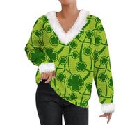 Générique T-Shirt Saint-Patrick Femme Imprimé Trèfle Vert - Chemisier Décontracté Col Rond Tendance, T-Shirt Oversize Confortable Haut de Festival, Vêtement de Jour de la Saint-Paddys(1B-GN1, XL)