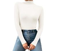 Générique T-Shirt Thermolactyl Femme - Femmes Décontracté Col Haut Couleur Unie Coupe Ajustée Chaud À Manches Longues Pull Haut En Tricot Brassière Coton Lot