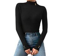 Générique T-Shirt Thermolactyl Femme - Femmes Décontracté Col Haut Couleur Unie Coupe Ajustée Chaud À Manches Longues Pull Haut en Tricot Brassière Coton Lot