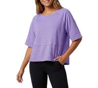 Générique T-Shirt Uni Col Rond Manches Aile de Chauve-Souris Demi-Manches, Haut Basique Mignon Fluide à Coupe Spacieuse idéal pour Toutes Vos Tenues Estivales du Quotidien(Purple, XL)
