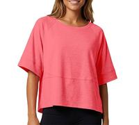 Générique T-Shirt Uni Col Rond Manches Aile de Chauve-Souris Demi-Manches, Haut Basique Mignon Fluide à Coupe Spacieuse idéal pour Toutes Vos Tenues Estivales du Quotidien(Watermelon Red, M)