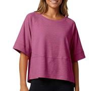 Générique T-Shirt Uni Col Rond Manches Aile de Chauve-Souris Demi-Manches, Haut Basique Mignon Fluide à Coupe Spacieuse idéal pour Toutes Vos Tenues Estivales du Quotidien(Wine, XXL)