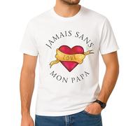 Générique T-Shirt Unisexe Jamais sans Mon Papa - Cadeau Original Drôle & Touchant - Fête des Pères, Anniversaire, Occasions Taille L
