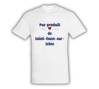 Générique T-Shirt Unisexe Pur Produit de Saint-Ouen-sur-Seine - Humour Ville - Cadeau Original Anniversaire Noël - Coton Taille XS