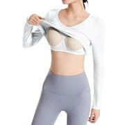 Générique T-Shirts à Manches Courtes Femme Chemise à col en cœur pêche pour Femme avec Haut Manches Longues et Coussinet de Poitrine et sous-vêtement avec Short élastique l'intérieur(White,XL)