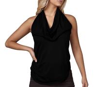 Générique T-Shirts à Manches Courtes Femme Uni Teeshirt Encolure Halter Komfortable Passform Shirt Chemise pour Travail Professionnel Léger