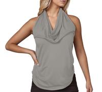 Générique T-Shirts à Manches Courtes Femme Uni Teeshirt Encolure Halter Komfortable Passform Shirt Chemise pour Travail Professionnel Léger