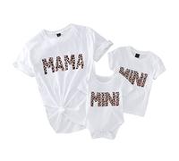 Générique T-Shirts à Manches Courtes Fille,Chemise DéContractéE Courte Hauts LéOpard Manches Enfants BéBé Moi Correspondant Tenues Imprimer Filles éTé T VêTements (White, 4-5 Years)