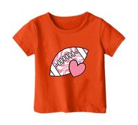 Générique T-Shirts à Manches Courtes pour Filles,Haut à Manches Courtes pour BéBé GarçOn Et Fille - DéContracté - Imprimé Rugby Et Football (Orange, 3-4 Years)
