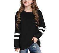Générique T-Shirts à Manches Longue Rayures de Couleur Unie pour Filles Garçons 3-14 Ans - Enfant Hauts Décontractés Unie Basique Pull Hiver Automne - Top sous Vetement Sweat Adolescent