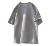 Générique T-Shirts d'été pour Hommes Amples et Beaux Manches Cinq Quarts Grandes à la Mode col Rond Populaire Manches Courtes de Rue et Confortables (Grey, M)
