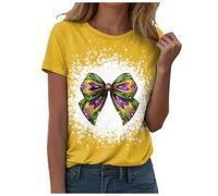 Générique T-Shirts Femme Imprimé Mardi Gras Manches Courtes Col Rond Carnaval Larges Haut Festif Casual T-Shirt Mode Vêtements pour Fêtes et Événements