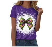 Générique T-Shirts Femme Imprimé Mardi Gras Manches Courtes Col Rond Carnaval Larges Haut Festif Casual T-Shirt Mode Vêtements pour Fêtes et Événements