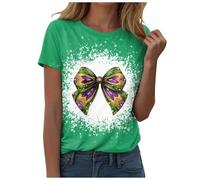 Générique T-Shirts Femme Imprimé Mardi Gras Manches Courtes Col Rond Carnaval Larges Haut Festif Casual T-Shirt Mode Vêtements pour Fêtes et Événements