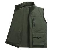 Générique T-shirts Manches Longues Lourds Men Spring And Autumn Green Collar Single Breasted Round Suit Waistcoat Vest Polos Pour Homme (Green, XL)