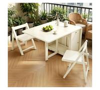 Générique Table À Abattant avec 4 Chaises Et Tiroir de Rangement, Table Pliante Cuisine, Robuste Et Portable avec 4 chaises, Table à Manger Pliante, Adapté pour Hospitalité Salon 1.4 m(White)