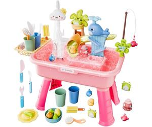 Générique Table À Eau pour, Activités De Jeux Sensoriels, Ensemble D'évier 4 en 1 avec Pompe À Débit, Jouet De Piscine Extérieure D'été, Garçons Filles De 4 À 8 Ans, Patio Amusant, Jardin, Plage,