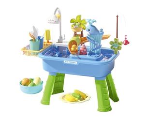 Générique Table À Eau pour Enf-Ants, Évier De Jeu Électrique pour Enf-Ants avec Eaux Courantes, Jeu De Pêche avec 43 Accessoires, Ensemble De De Table À Eau pour Parc, Crèche, Jardin, Plage, Piscine
