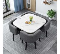 Générique Table à Manger avec 4 Chaises Ensemble Table et 4 Chaises Encastrables Carré Round Conference Table Table Ronde avec 4 Chaises Table et Chaises Salle Manger pour Salon Cuisine,Y,80cm/31.5in