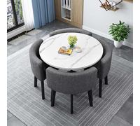 Générique Table à Manger avec 4 Chaises Ensemble Table et 4 Chaises Encastrables Carré Round Conference Table Table Ronde avec 4 Chaises Table et Chaises Salle Manger pour Salon Cuisine,F,90cm/35.4in