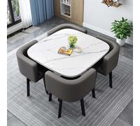 Générique Table à Manger avec 4 Chaises Ensemble Table et 4 Chaises Encastrables Carré Round Conference Table Table Ronde avec 4 Chaises Table et Chaises Salle Manger pour Salon Cuisine,N,80cm/31.5in