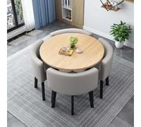 Générique Table à Manger avec 4 Chaises Ensemble Table et 4 Chaises Encastrables Carré Round Conference Table Table Ronde avec 4 Chaises Table et Chaises Salle Manger pour Salon Cuisine,I,80cm/31.5in