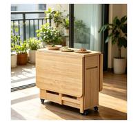 Générique Table a Manger avec 4 Chaises, Table À Abattant Rétractable en Bois Massif avec Tiroir de Rangement sur roulettes, Table Pliante Salle à Manger, Adapté pour Cuisine Restaurant 1.4 m(Brown)