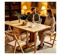 Générique Table A Manger en Bois avec 4 Chaises, Ensemble De Table Retractable，Portable Robuste Et Facile À Installer Tables Extensible，Bureau Pliable for Salon, Hospitalité 1.4 M