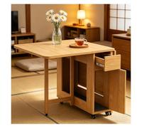 Générique Table À Manger Pliable Scandinave en Chêne Clair avec 4 Chaises, Table Extensible Mobile avec Rangement, Meuble De Cuisine Minimaliste pour Petits Espaces