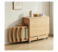 Générique Table À Manger Pliante en Bois avec 4 Chaises Rembourrées Et Tiroir De Rangement,4 roulettes Verrouillables,Ensemble Table De Cuisine Pliable pour Petit Espace,Usage Intérieur Et Extérieur