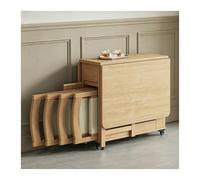 Générique Table À Manger Pliante Et Chaises, Table À Abattant Rétractable en Bois Massif avec Tiroir De Rangement for Salon, Hospitalité, Bureau Portable Extensible Robuste Et Facile À Installer